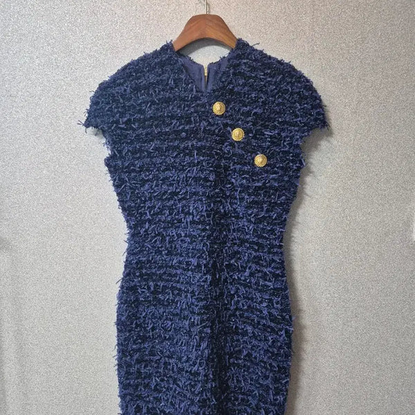 [BUNJANG] Balmain Royal Blue Tweed Mini Dress (IU Drama Wear) / BALMAIN 발망 아이유 착용 동일디자인 로얄블루 트위드 원피스 38