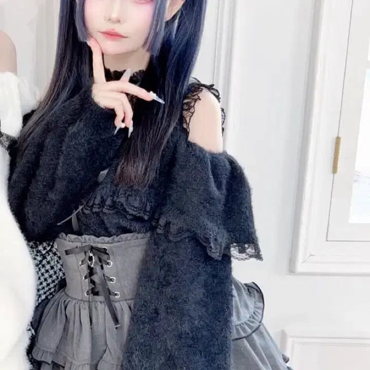 [BUNJANG] Maz Knit "Jirai Kei" Blouse / 마즈 니트 지뢰계 블라우스