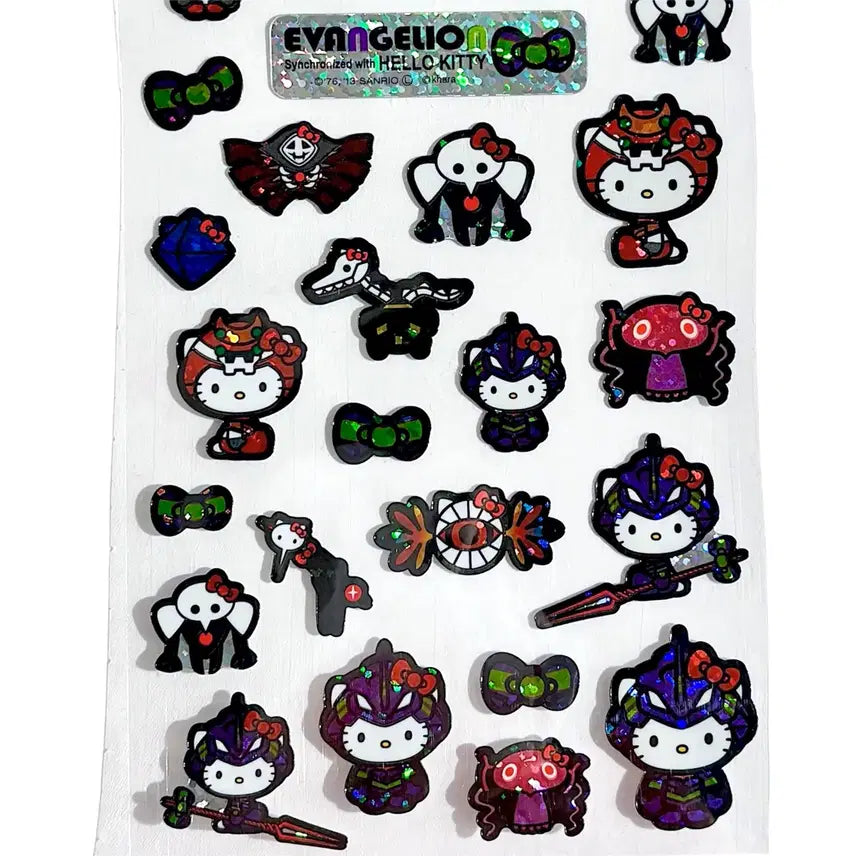 [BUNJANG] Hello Kitty x Evangelion Unit-01 Hologram Seal Sticker / 고전) 헬로키티 X 에반게리온 초호기 홀로그램 씰 스티커