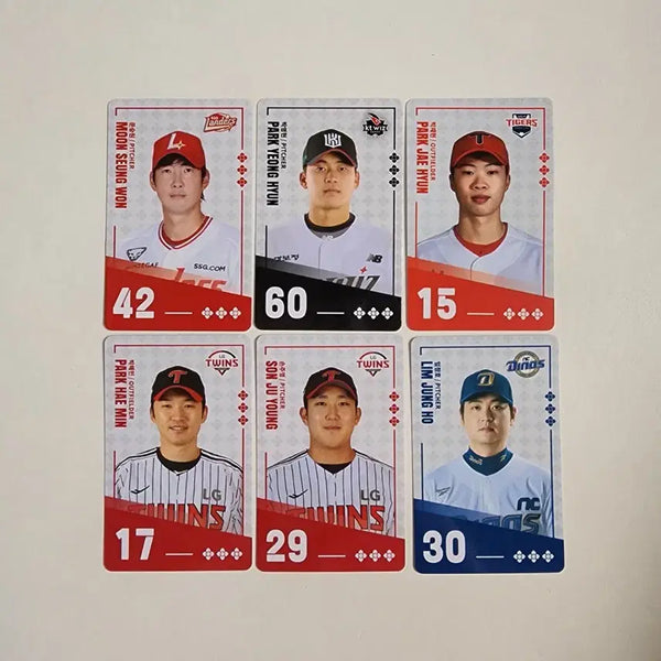 [BUNJANG] KBO Collaboration Baseball Player Photocard Bundle Set - Park Young-hyun, Park Jae-hyun, Park Hae-min, Son Joo-young, Lim Jeong-ho, Moon Seung-won / 코드미사용 팔도비빔면 X KBO 콜라보 야구선수 포카 포토 카드 박영현 박재현 박해민 손주영 임정호 문승원
