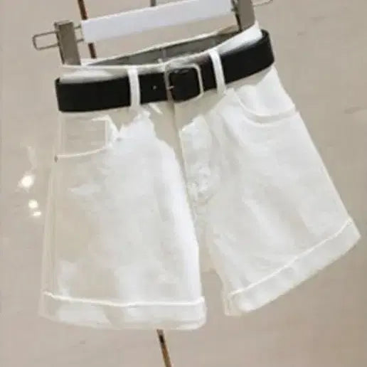 [BUNJANG] 3-Quarter Length Shorts Set (White + Black) / 3부반바지 팔아요