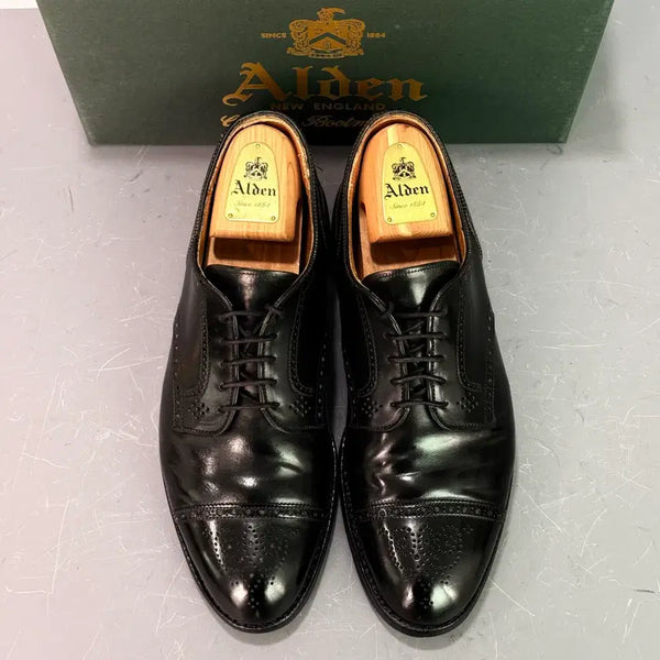 [BUNJANG] Alden 2146 Black Shell Cordovan Medallion Cap-Toe Derby Shoes / [9.5E] 알든 2146 블랙 코도반 메달리온 캡토 더비