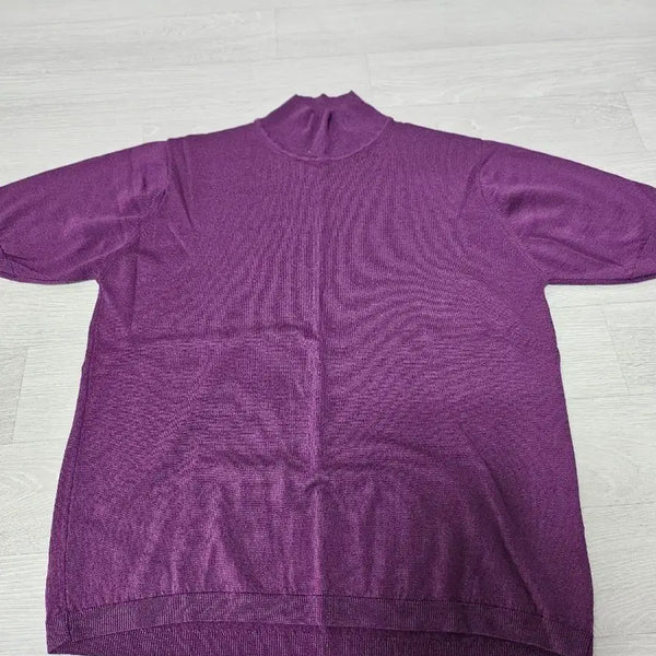 [BUNJANG] Purple Half-Neck Knit - 3/4 Sleeve / 일본 )반목 니트 보라색