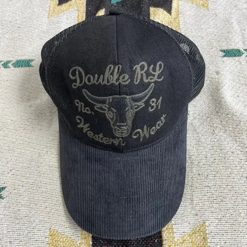 [BUNJANG] RRL Corduroy Buffalo Trucker Cap / RRL 코듀로이 블랙 버팔로 트러커캡