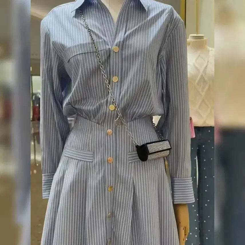 [BUNJANG] Stripe Shirt Dress / 스트라이프 셔츠 원피스  44,55