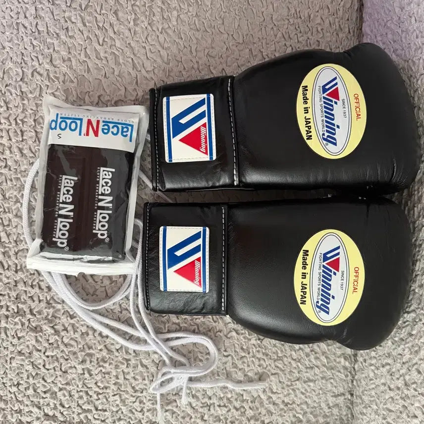 [BUNJANG] Winning Boxing Gloves Laced 10oz Black / 위닝 글러브 레이스 10온스 블랙
