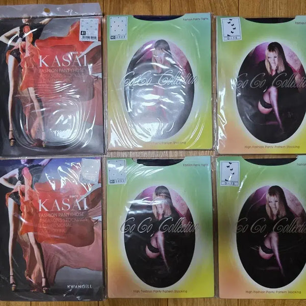 [BUNJANG] Patterned Sheer Pantyhose (Set of 6) / 비치는 패턴 스타킹