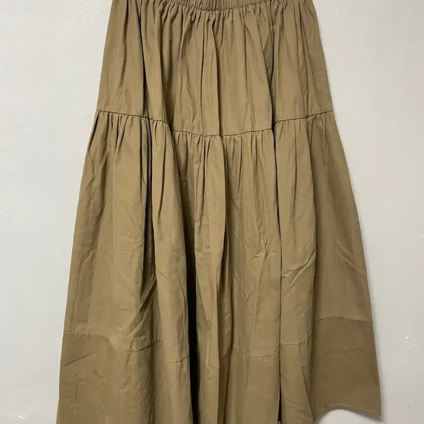 [BUNJANG] Free Camel Amekaji Banding Long Skirt / Free 카멜 아메카지 밴딩 롱치마 스커트