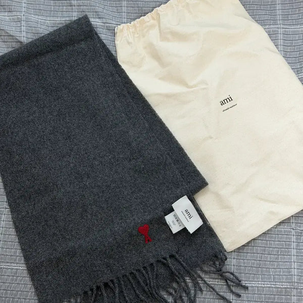 [BUNJANG] AMI Grey Wool Scarf Authentic / 아미 그레이 울 머플러 정품