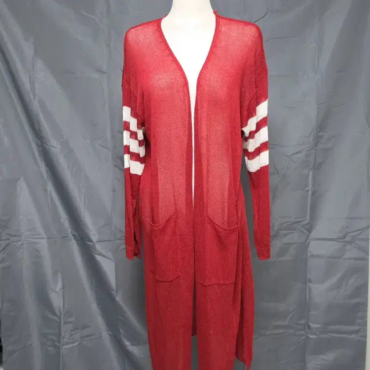[BUNJANG] H CONNECT Red Knit Long Cardigan / H CONNECT 레드 니트 롱 간절기 가디건 F