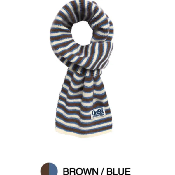 [BUNJANG] ODSD Stripe Knit Muffler Scarf Brown / 오드스튜디오 스트라이프 니트 머플러 목도리 브라운 Odsd