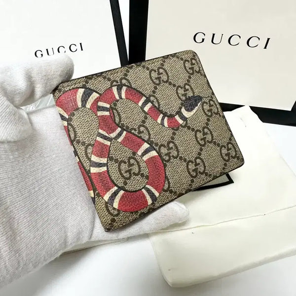 [BUNJANG] Gucci GG Supreme Snake Bi-fold Wallet / (정품)(풀구성)구찌 gg수프림 스네이크 반지갑