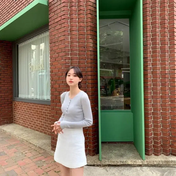 [BUNJANG] Le Plain Button Knit / 르플레인 버튼 니트