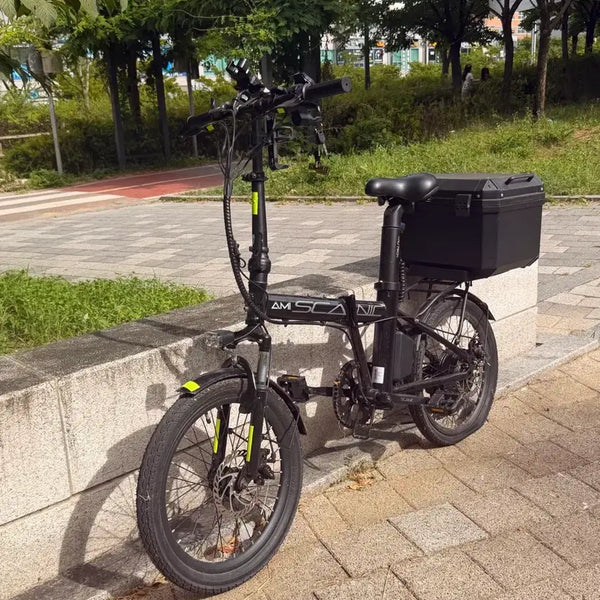 [BUNJANG] AU Tech Folding Electric Bicycle with Delivery Box / 접이식 전기자전거(배달통 포함)