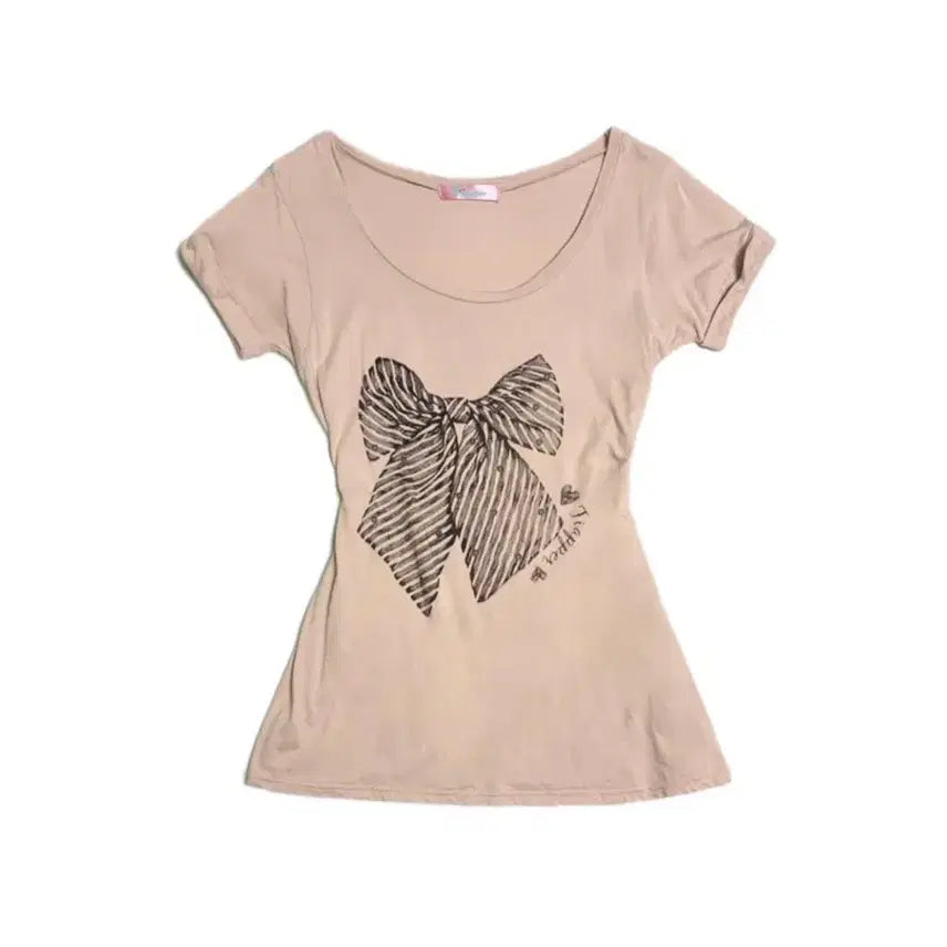 [BUNJANG] Fiapper Ribbon Short Sleeve "Gyaru" Style Top Y2K / 리본 반팔 갸루 라떼갸루 히메갸루 오네갸루 펑크 y2k 트랄라라