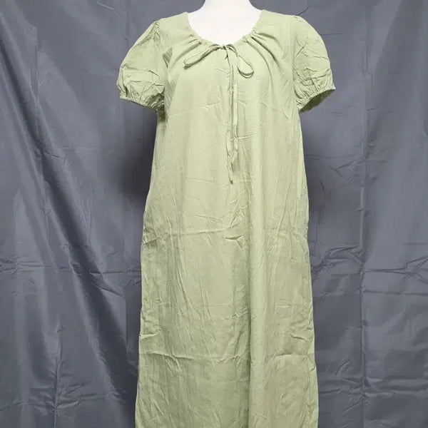 [BUNJANG] Light Green Cotton Long Dress / 연그린 면 롱 원피스  F