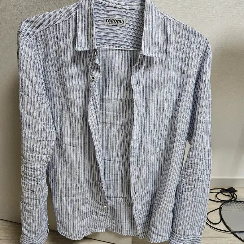 [BUNJANG] Renoma Striped Linen Shirt / 레노마 스트라이프 린넨 셔츠