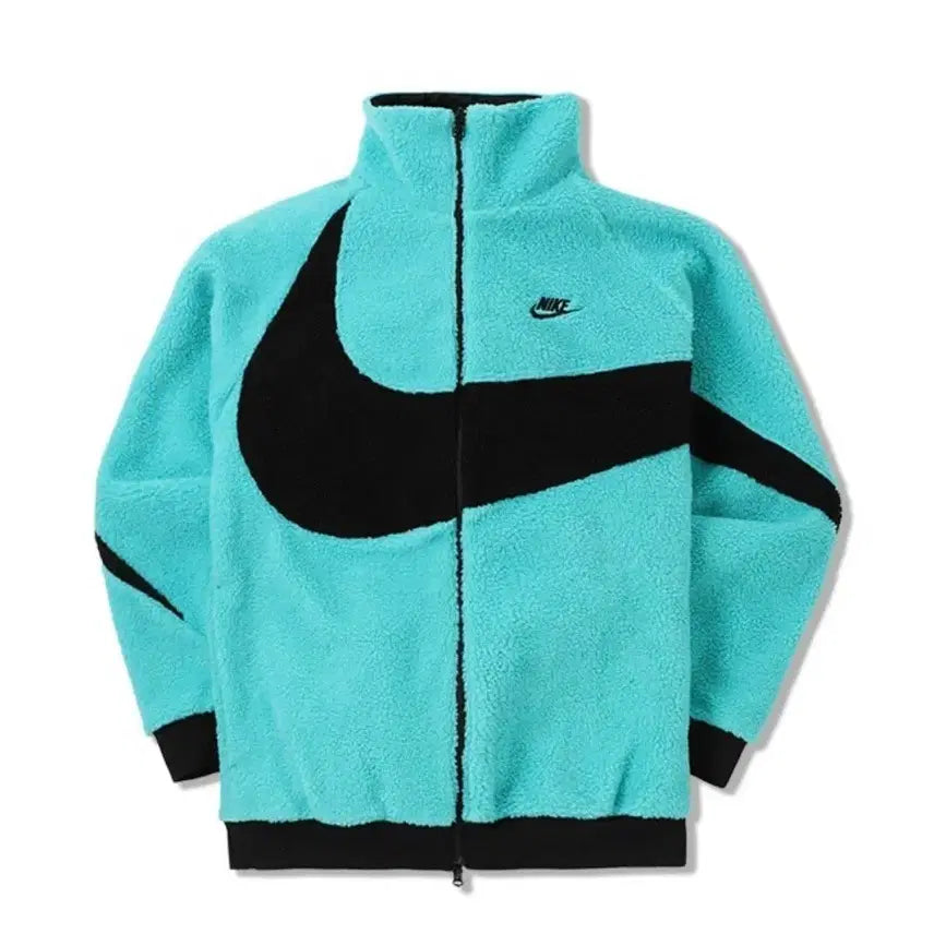 [BUNJANG] Nike Big Swoosh Reversible Fleece Jacket - Hyper Jade Black (M) / 나이키 빅스우시 리버시블 후리스 플리스 자켓 점퍼 95 M (한정판)