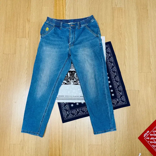 [BUNJANG] Customellow Sad Smile Jeans Size 30 / (착용샷) 커스텀멜로우 새드스마일 고무줄 청바지 30사이즈