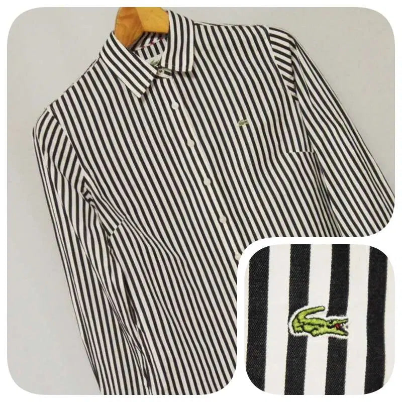 [BUNJANG] Lacoste Striped Casual Shirt Women's 95 / 라코스테 스트라이프 캐주얼 셔츠 여성95