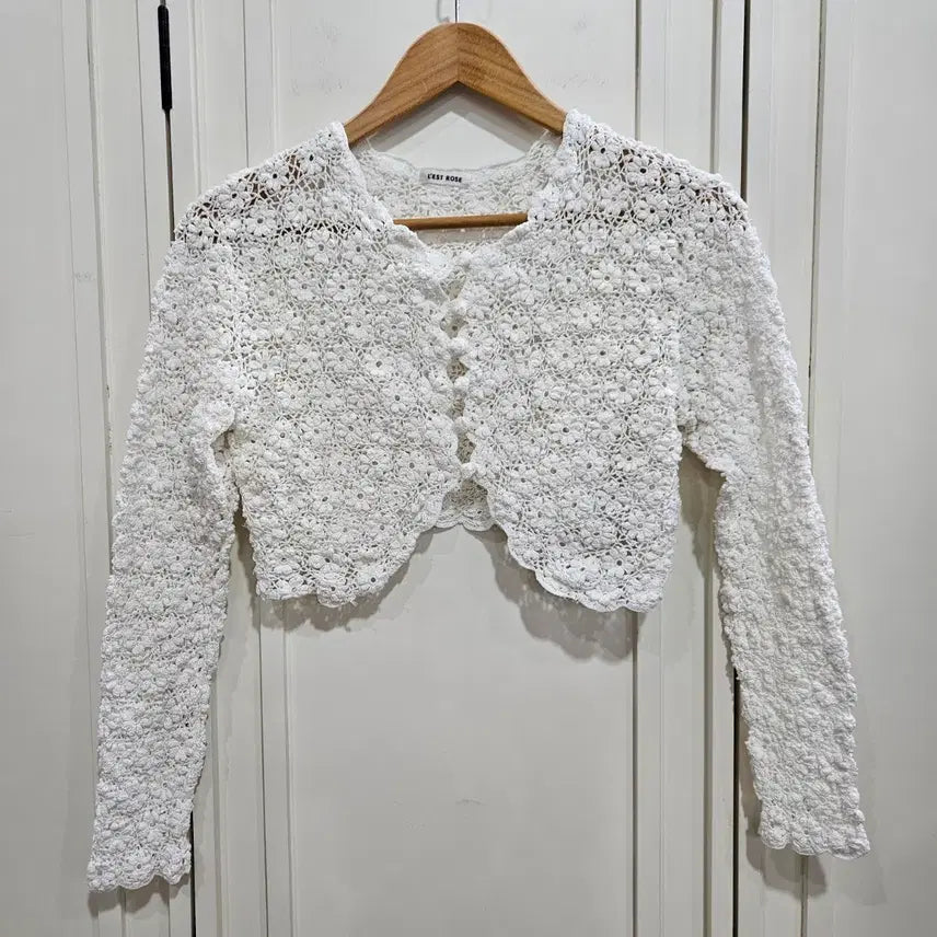 [BUNJANG] L'EST ROSE White Flower Crochet Bolero / LEST ROSE 화이트 플라워 크로셰 볼레로