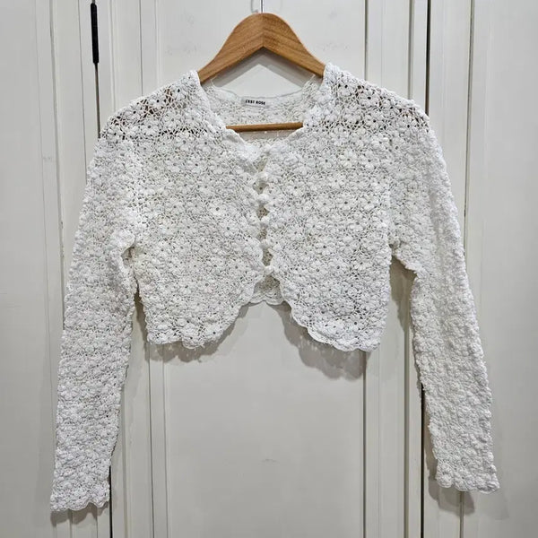 [BUNJANG] L'EST ROSE White Flower Crochet Bolero / LEST ROSE 화이트 플라워 크로셰 볼레로