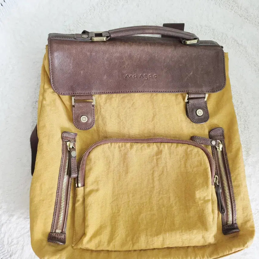 [BUNJANG] Mon sac Nylon Leather Trim Laptop Backpack / 몽삭 백팩 노트북백팩 데일리백팩