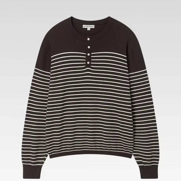 [BUNJANG] After Pray Henley Neck Knit Brown M Size / 애프터프레이 헨리넥 니트