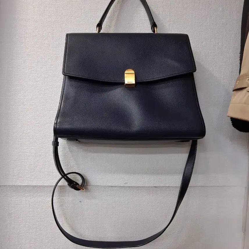 [BUNJANG] Beanpole Women's Leather Tote Bag Shoulder Bag Navy / 빈폴 여성 가죽 토트백 숄더백 네이비
