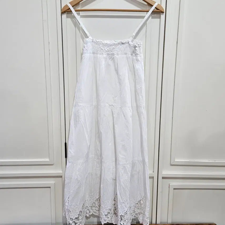 [BUNJANG] Earth Music & Ecology White Cotton Lace Maxi Dress / earth music&ecology 화이트 코튼 레이스 맥시 원피스