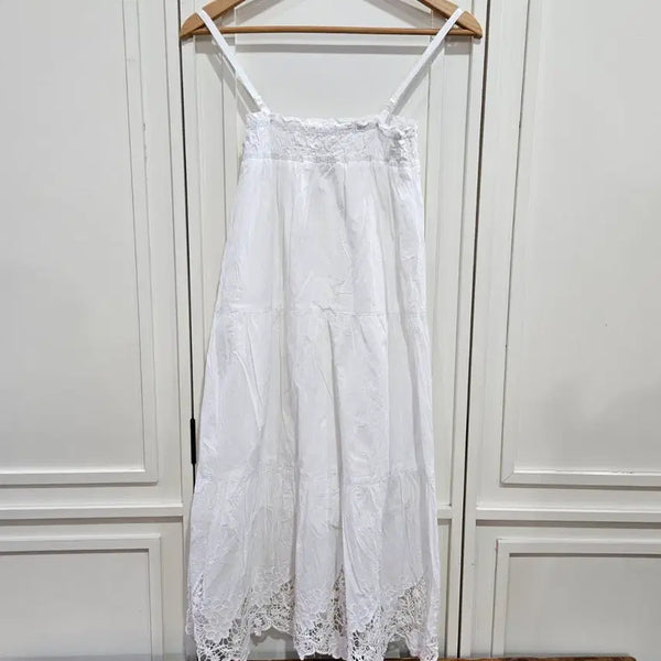 [BUNJANG] Earth Music & Ecology White Cotton Lace Maxi Dress / earth music&ecology 화이트 코튼 레이스 맥시 원피스