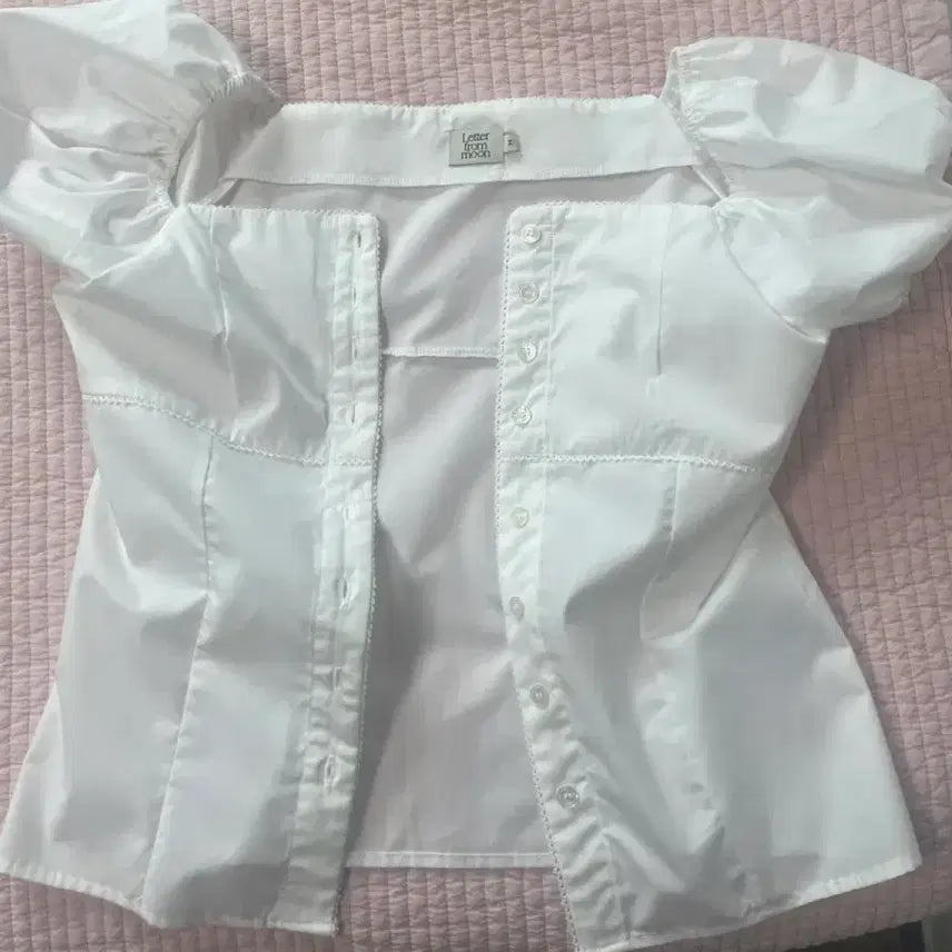[BUNJANG] Letter From Moon Rosy Lace Puff Blouse Short Sleeve Shirt M White / 레터프롬문 로지 레이스 퍼프 블라우스 반팔 셔츠 m 화이트