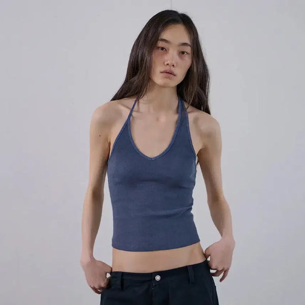 [BUNJANG] Odess Halterneck Sleeveless Blue / (거의 새상품) 오데스 홀터넥 슬리브리스 블루