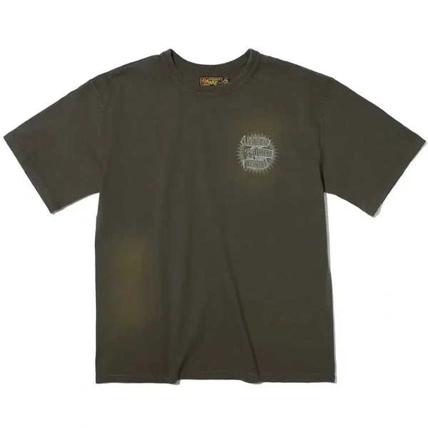 [BUNJANG] OGAF Garment Washed Lettering Graphic T-Shirt Size 1 Charcoal (Brown) / 오가프 가먼트 워시드 레터링 그래픽 티 1사이즈 차콜 (브라운)