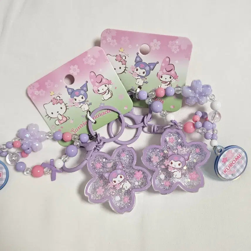 [BUNJANG] Sanrio Kuromi Cherry Blossom Water Keychain / 산리오 쿠로미 벚꽃 워터 키링