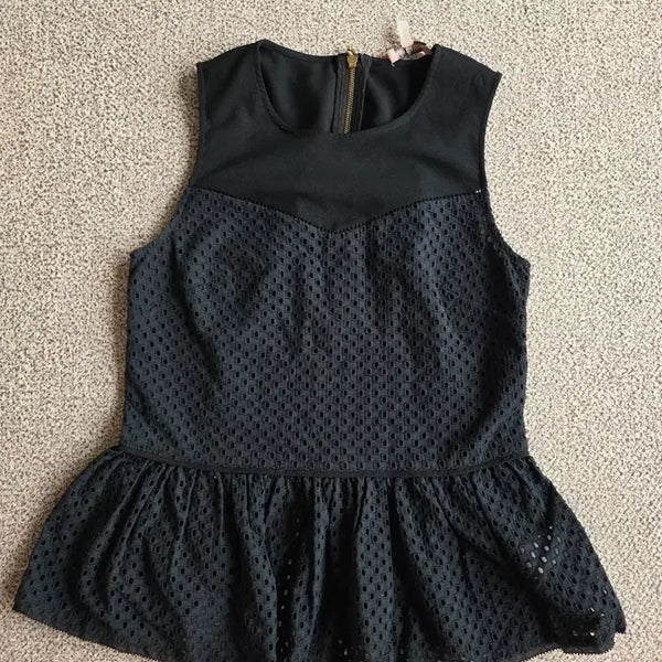 [BUNJANG] Jucy Couture Black Peplum Blouse Size 0 / 쥬시꾸뛰르 블랙 페플럼 블라우스 0사이즈