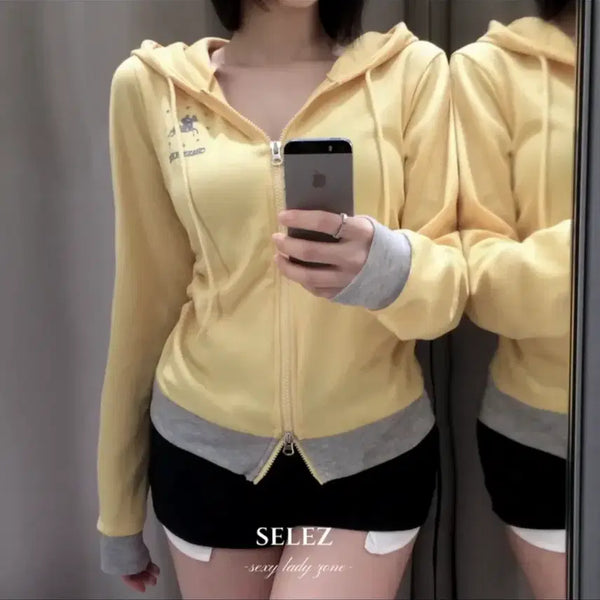 [BUNJANG] Selez Horse Yellow Hoodie Zip-Up / 새상품) 에이블리 selez 홀스 옐로우 후드 집업