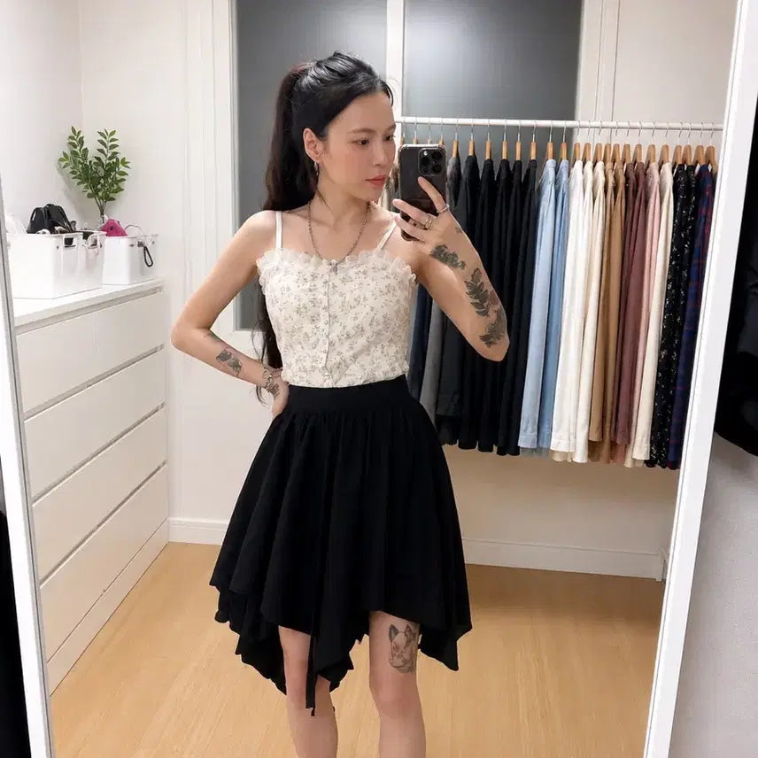 [BUNJANG] MONO PHOBIA Black Asymmetrical Skirt / 모노포비아 (MONO PHOBIA) 블랙 언발 스커트 F