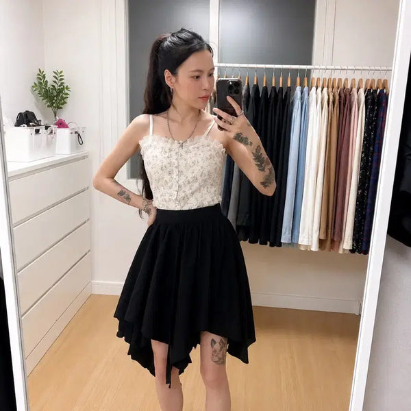 [BUNJANG] MONO PHOBIA Black Asymmetrical Skirt / 모노포비아 (MONO PHOBIA) 블랙 언발 스커트 F