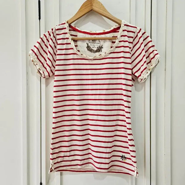 [BUNJANG] Auntie Rosa Red Stripe T-Shirt / Auntie Rosa 레드 스트라이프 티셔츠