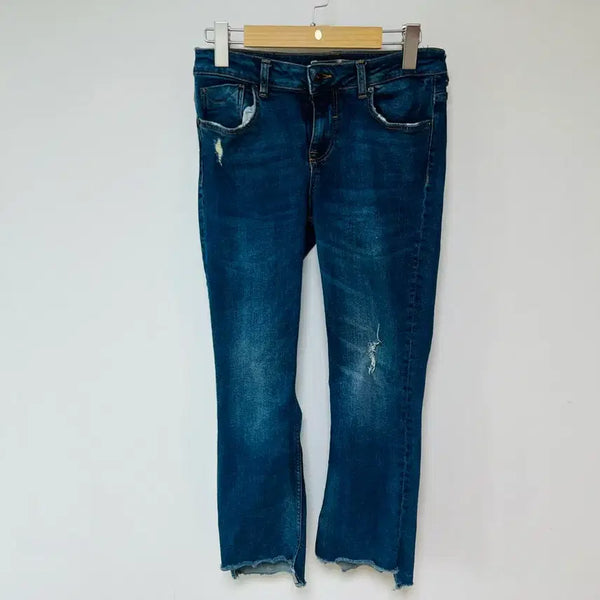 [BUNJANG] Zara Z1975 Vintage Wash Cut Hem Denim Jeans (Size 26) / [정품] 자라 Z1975 빈티지 워싱 컷팅 데님 청바지 (사이즈: EUR 34 / USA 04 / MEX 26)