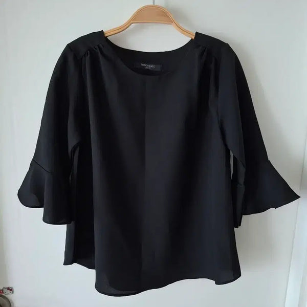 [BUNJANG] Wingsmall Black Puff Sleeve Blouse / 윙스몰 블랙 퍼프 소매 블라우스55~반