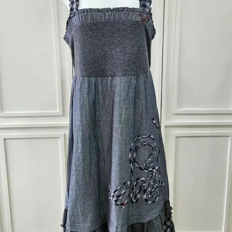 [BUNJANG] P&M EXTERIOR Check Layered Long Dress / P&M EXTERIOR 체크 레이어드 롱원피스