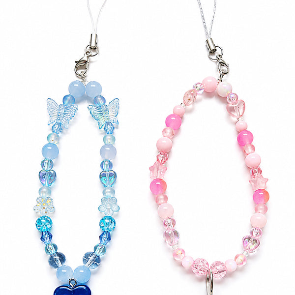 [BUNJANG] Bead Strap Keychain - Blue & Pink (Set of 2) / 비즈 스트랩 키링 블부 핑크 1+1