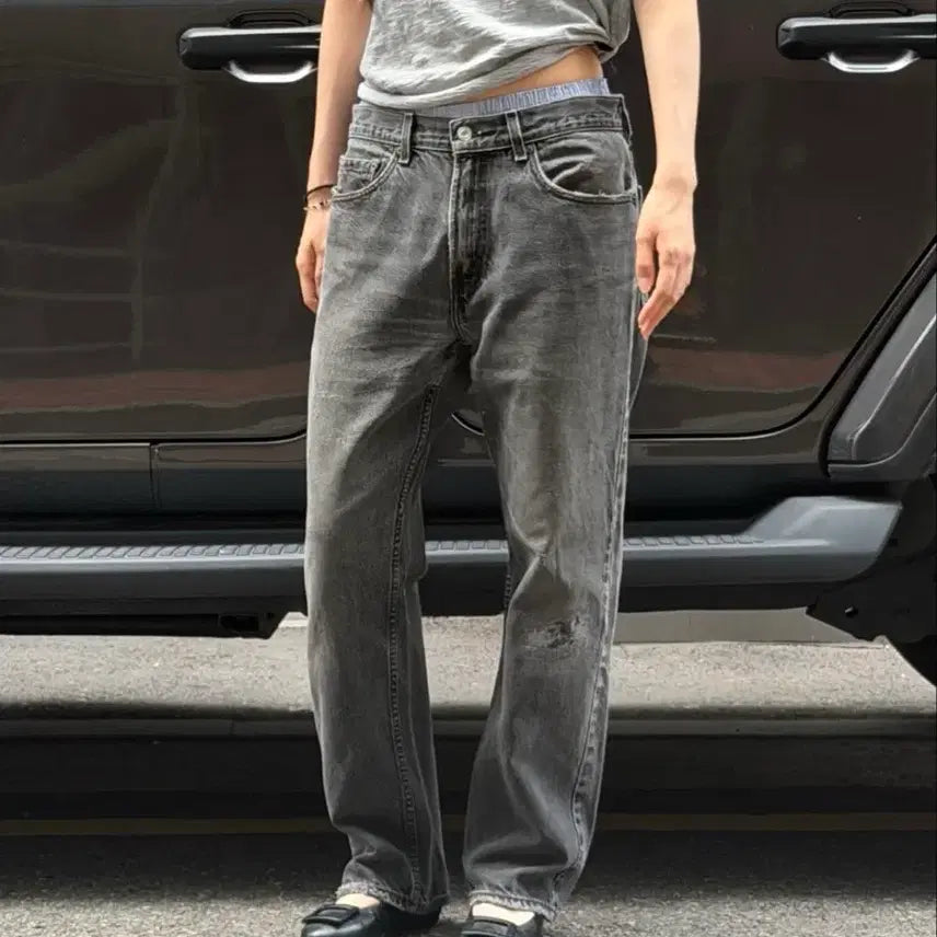 [BUNJANG] Levi's 505 Black Denim Regular Straight Fit Jeans 32x30 / 리바이스 505 흑청 데님 32x30