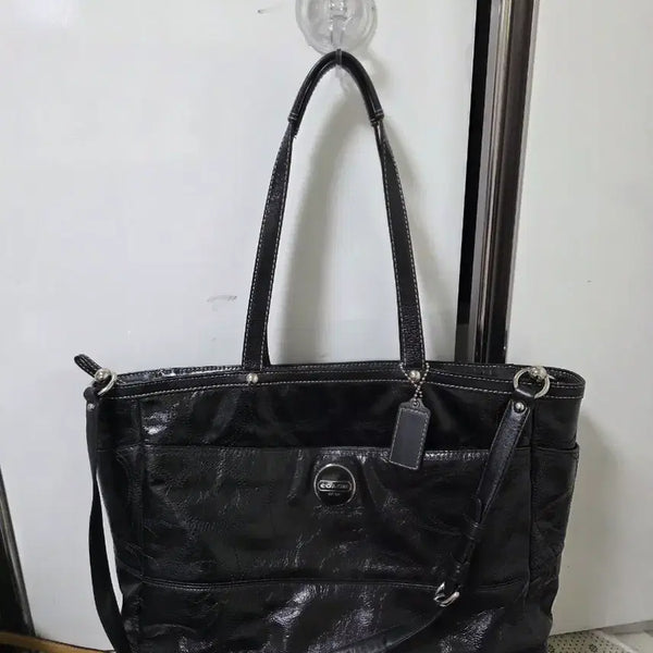 [BUNJANG] Coach Leather Tote Bag Black (Travel Bag) / 코치 가죽 토트백 블랙(여행가방  big)