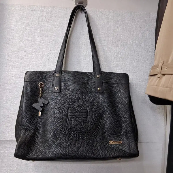 [BUNJANG] Metrocity Women's Embossed Leather Tote Bag - Black / 메트로시티 여성 토트백 블랙