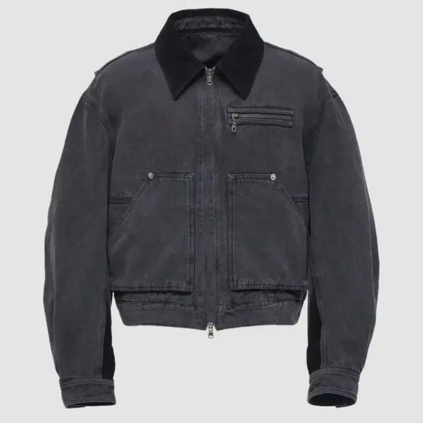 [BUNJANG] COER Overdyed Faded Work Jacket Charcoal Grey L / 쿠어 오버다잉 페이디드 워크자켓 차콜그레이 L