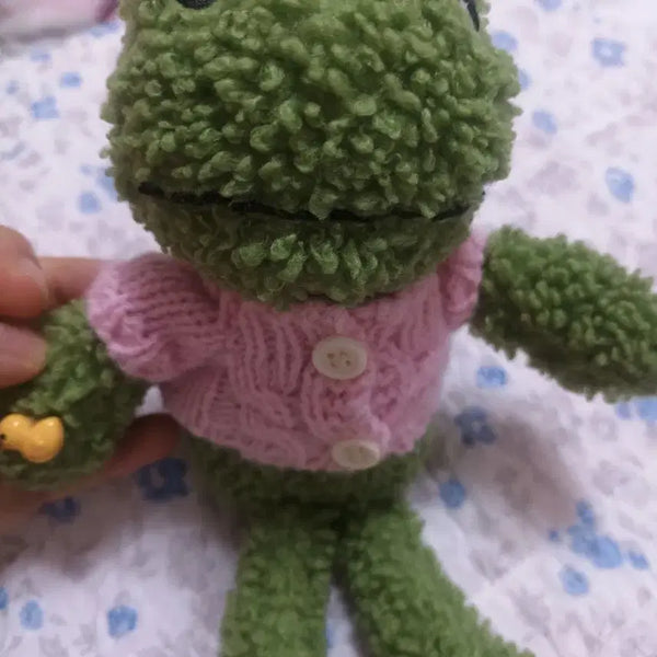 [BUNJANG] Frog Plush Toy with Pink Knit Vest / 개구리 인형