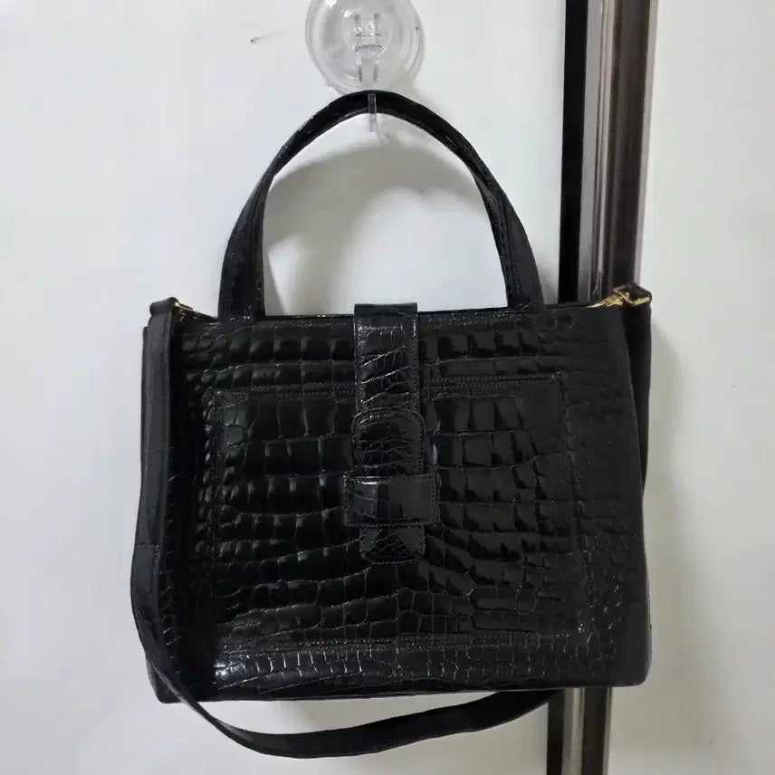 [BUNJANG] 21 De Pai Real Crocodile Leather Tote Bag Black / 21드페이 최고급리얼악어 가죽 토트백 검정
